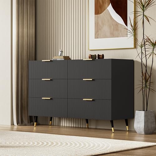 Elegantes Sideboard mit modernem Design, Kommode mit Schubladen und viel Stauraum (Schwarz+Gold) von Moimhear