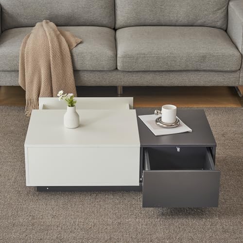 Moderner Couchtisch in Off-White, rechteckig, 100x50x30cm – mit 2 Schiebeschubladen, belastbar bis 45 kg, niedriger Wohnzimmertisch Moderner Couchtisch in Off-White, rechteckig, 100x50x30cm – mit 2 Schiebeschubladen, belastbar bis 45 kg, niedriger Wohnzimmertisch von Moimhear