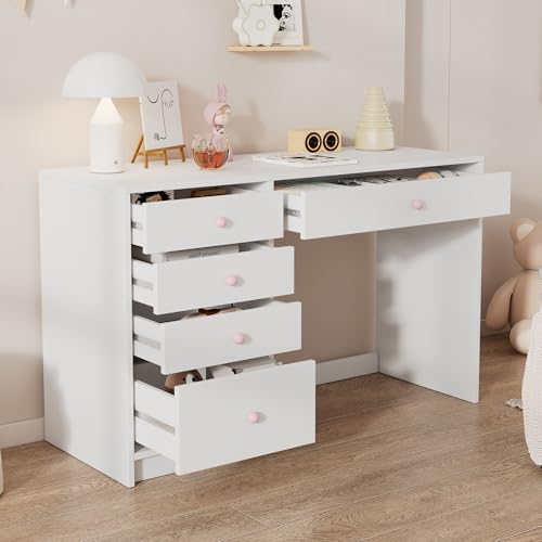 Moimhear Bilderbuchregal, Ausstellregal, Kinderzimmer Bücherregal, 4-ebiges Aufbewahrungsregal + bemalbares Schwarzbord, Kippschutz (Schreibtisch, 120x45x74cm) von Moimhear
