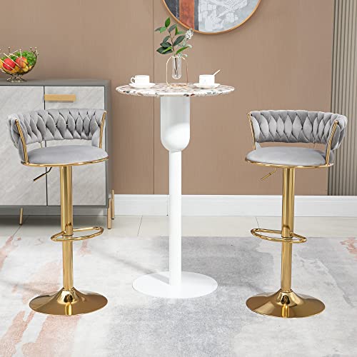 Moimhear COOLMORE Swivel Bar Stools Set of 2 Adjustable Counter Height Chairs with Footrest for Kitchen, Dining Room 2PC/Set (Grau) von Moimhear