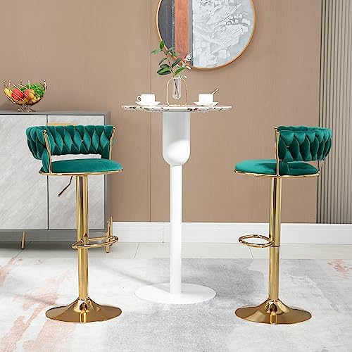 Moimhear COOLMORE Swivel Bar Stools Set of 2 Adjustable Counter Height Chairs with Footrest for Kitchen, Dining Room 2PC/Set (Smaragd) von Moimhear