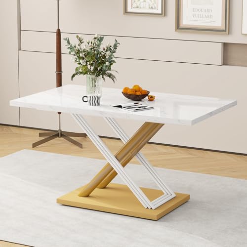 Moimhear Esstisch Weiß 4 Personen mit Marmoroptik Tischplatte, verstellbare Füße, moderner Küchentisch für Esszimmer und Küche Moimhear Esstisch Weiß 4 Personen mit Marmoroptik Tischplatte, verstellbare Füße, moderner Küchentisch für Esszimmer und Küche von Moimhear