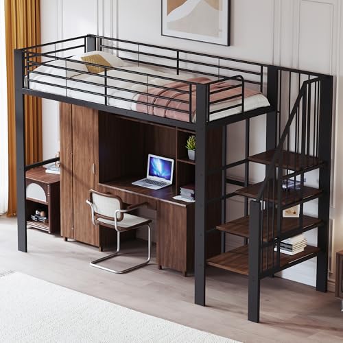 Moimhear Hochbett 90x200 mit Stauraum& Treppe - Stabiles Metallbett mit Unterbett-Stauraum, Schwarz | Platzsparendes Bett für Kinder und Erwachsene,Ohne Matratze Moimhear Hochbett 90x200 mit Stauraum& Treppe - Stabiles Metallbett mit Unterbett-Stauraum, Schwarz | Platzsparendes Bett für Kinder und Erwachsene,Ohne Matratze von Moimhear