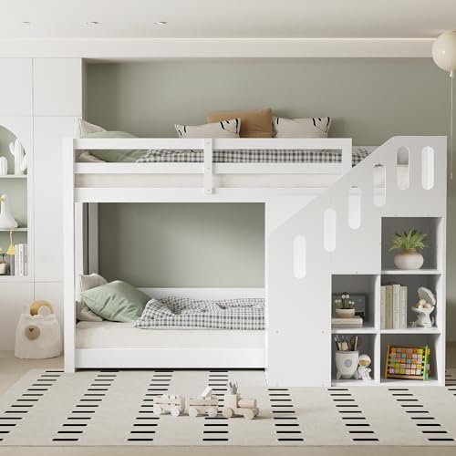Moimhear Kinder-Etagenbett, 90x200cm, multifunktionales Kinderbett, Mit Treppen und Schließfächern,stabiles Geländer, ohne Matratze, Weiß Moimhear Kinder-Etagenbett, 90x200cm, multifunktionales Kinderbett, Mit Treppen und Schließfächern,stabiles Geländer, ohne Matratze, Weiß von Moimhear