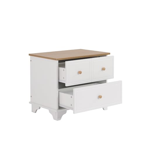 Moimhear Nachttisch mit 2 Schubladen, geräuschlosen Gleitern, Schön gearbeitete Füße, Stauraum im Wohnzimmer und Schlafzimmer, MDF+Spanplatte, Weiß+Natur Moimhear Nachttisch mit 2 Schubladen, geräuschlosen Gleitern, Schön gearbeitete Füße, Stauraum im Wohnzimmer und Schlafzimmer, MDF+Spanplatte, Weiß+Natur von Moimhear