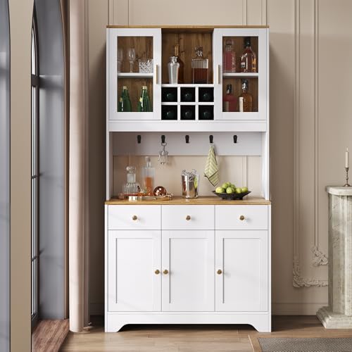 Moimhear Sideboard, Hochschrank in weißer Holzmaserung, 94.5x30x175.5cm, für Wohn- und Esszimmer von Moimhear