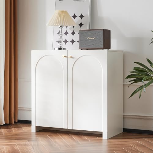 Moimhear Sideboard, Kommode, Schrank 2 Türen, Highboard, Standschrank, Creme-Weiß, Maße: 80x40x80cm von Moimhear