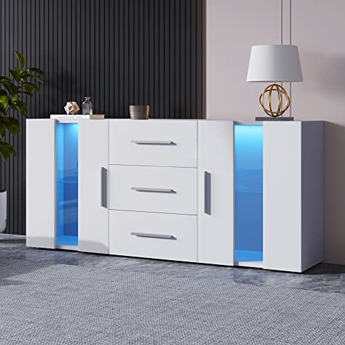 Moimhear Sideboard Kommode Anrichte Standschrank Lagerung Schrank Schrank Einheit TV-Schrank,Lowboard, mit 16 Farben Leuchten für Esszimmer Wohnzimmer,140 * 35 * 70cm von Moimhear