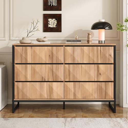 Moimhear Sideboard und Kommode, 120x40x85cm, Kombination aus Schwarz und natürlichen Holztönen, Metallbeinen und erhöhten Türen von Moimhear