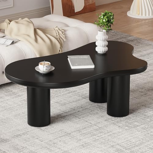 Moimhear Unregelmäßiger Couchtisch in Wolkenform, Länge 107 cm, Breite 66 cm, Höhe 40,5 cm, MDF-Tischplatte und PVC-Beine mit Filzgleitern, schwarz Moimhear Unregelmäßiger Couchtisch in Wolkenform, Länge 107 cm, Breite 66 cm, Höhe 40,5 cm, MDF-Tischplatte und PVC-Beine mit Filzgleitern, schwarz von Moimhear