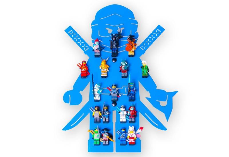 moin minis Wandregal moin minis Ninja Blau Kinderzimmer Regal für 18 Minifiguren von Moin Minis