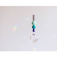 Suncatcher | Blau Türkis Mint Glaskristall Und Keramikperlen Sonnenfänger von MoinMia