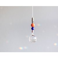 Suncatcher | Koralle Blau Flieder Glaskristall Und Keramikperlen Sonnenfänger von MoinMia