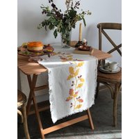 Acorn Baumwolle Tischläufer, Handbedruckt Herbst Einzigartige Housewarming Geschenke Für Freunde, Thanksgiving Dinner Dekor, Die Frau von Moiratelier