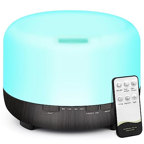 Aroma Diffuser Ultraschall Aromatherapie Luftbefeuchter: 500ml Diffuser für Ätherische Öle - Raumbefeuchter Aromatherapie Öle Duftlampe mit 7 Farben LED für Zuhause Büro Yoga SPA - Schwarz von HAPPTWS