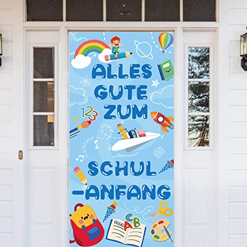 Einschulung Deko Banner, Alles Gute Zum Schulanfang Banner, Deko Einschulung Junge 2025 für Schulanfang Junge Mädchen 90 * 185cm (Blau) von Moitkptt