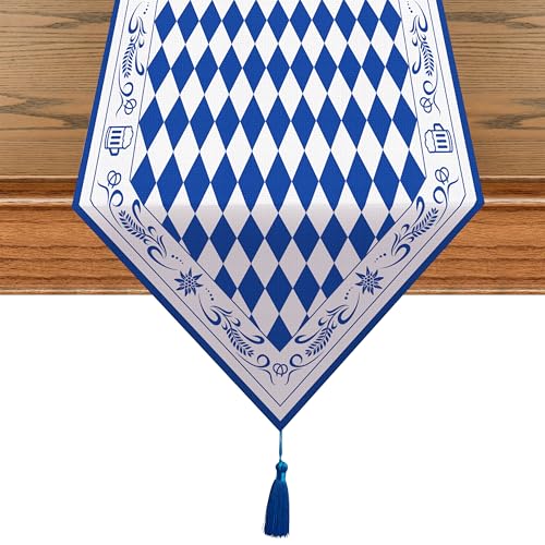 Tischläufer Oktoberfest Deko, Bayrische Deko Tischdecke blau, Bayern Deko Tischband für Deko Oktoberfest Party (1 Stück) von Moitkptt