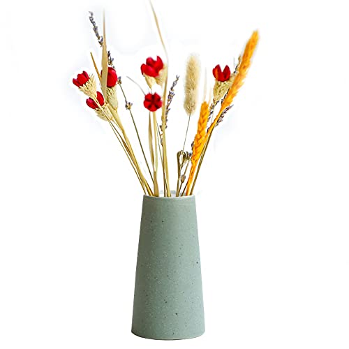 Moiyoudis Europäische Keramik Kleine Vase Wohnzimmer Esstisch Dekorationen Frosted Grob Keramik Getrocknete Blumenvase Grün Pflanze Blumenarrangement Vase (D-Grün) von Moiyoudis