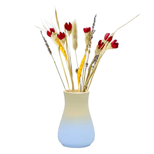 Moiyoudis Farbverlauf Keramik Kleine Vase Wohnzimmer Grün Vase Esszimmer Schlafzimmer Dekorative Ornamente Getrocknete Blumen Vase Blumenarrangement Vase (B-Blau) von Moiyoudis