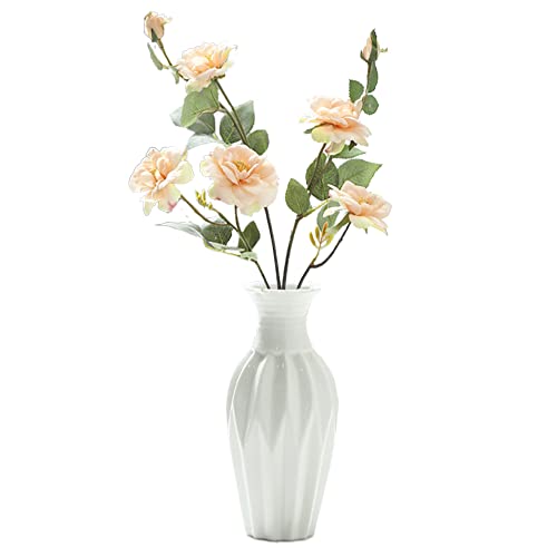 Moiyoudis Kleine Vase aus weißer Keramik, dreidimensionales Blumenarrangement, Vase, Restaurant, Schlafzimmer, Vase, Ornamente, 18 cm hoch (E) von Moiyoudis