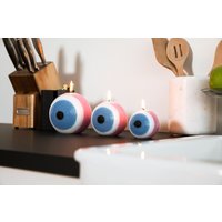 Handgemachte Evil Eye Kerze-Schutz Charm-Good Luck Kerze-Spiritual Home Decor-Pink Kerze-Positive Energie Decor von Mojaber