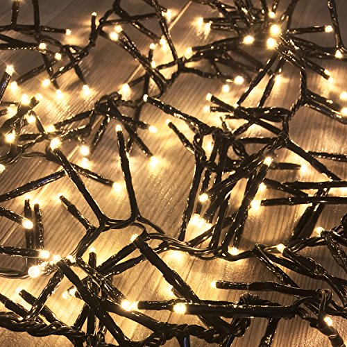 192er Cracker Lichterkette 192 LEDs Kabel schwarz Innen und Außen Trafo warmweiß von Mojawo