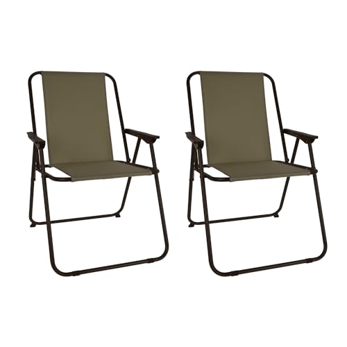 2 Stück Campingstuhl Faltstuhl Stoff Oxfort Camping Klappstuhl Anglerstuhl Regiestuhl Angelstuhl Metall B 57 x T 48 x H 85 cm, Farben:Olivegrün von Mojawo