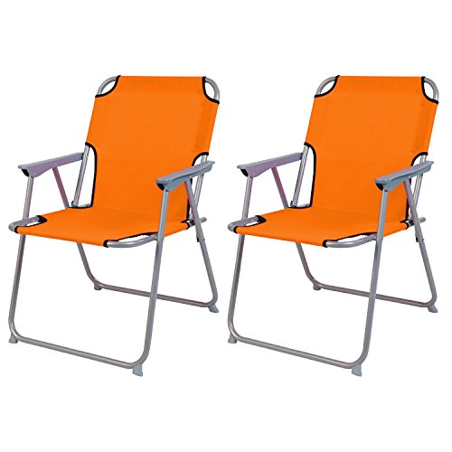 2 Stück Campingstuhl Faltstuhl Stoff Oxfort Orange Klappstuhl Anglerstuhl Regiestuhl Angelstuhl Metall B 53 x T 46 x H 74 cm von Mojawo