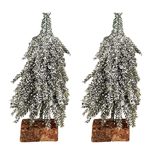 2er Set Mini Tannenbaum Christbaum Weihnachten Dekorieren Basteln Modellbau Kunstschnee H19cm von Mojawo