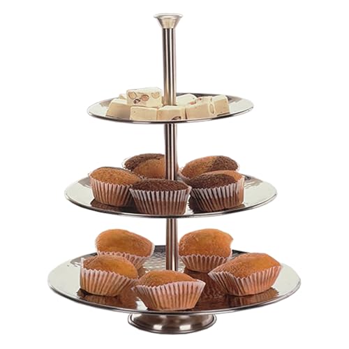 3-stöckige Metall Etagere Silber Servierregal Servierständer Ständer Telleretagere rund Tischdeko Ø25xH36cm 3-stöckige Metall Etagere Silber Servierregal Servierständer Ständer Telleretagere rund Tischdeko Ø25xH36cm von Mojawo