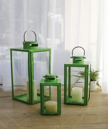3er Set Gartenlaternen Set Windlicht Stalllaterne Windlicht Laterne Glas 30/40 / 53 cm Metall Limegrün 3er Set Gartenlaternen Set Windlicht Stalllaterne Windlicht Laterne Glas 30/40 / 53 cm Metall Limegrün von Mojawo