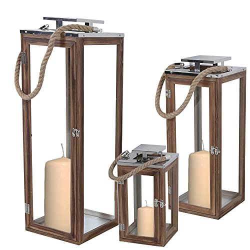 Mojawo 3er XXL Laternen Set Gartenlaternen Stalllaternen Massivholz Windlicht ca.14x14x31 cm + 19x19x51cm + 70x24x24cm mit Edelstahldach Mojawo 3er XXL Laternen Set Gartenlaternen Stalllaternen Massivholz Windlicht ca.14x14x31 cm + 19x19x51cm + 70x24x24cm mit Edelstahldach von Mojawo