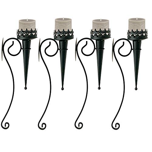 4er Set Kerzenhalter Wandleuchten Wandkerzenhalter Wandleuchter Kerzenleuchter Fackel für Stumpenkerzen Metall von Mojawo