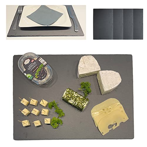4er Set Servierteller Servierplatte Schieferplatte Käseplatte Platzset Dekoplatte eckig 30x40cm von Mojawo
