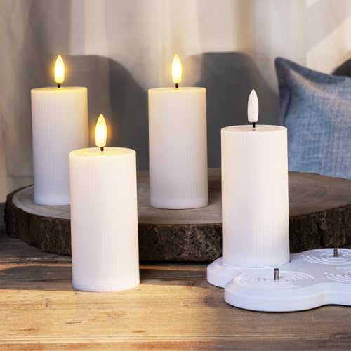 4er Set Wiederaufladbare LED Kerzen Weiß USB-C Kabel Ø5x10cm Warmweiß Timer 6/18 Stunden flackerndes Licht 4er Set Wiederaufladbare LED Kerzen Weiß USB-C Kabel Ø5x10cm Warmweiß Timer 6/18 Stunden flackerndes Licht von Mojawo