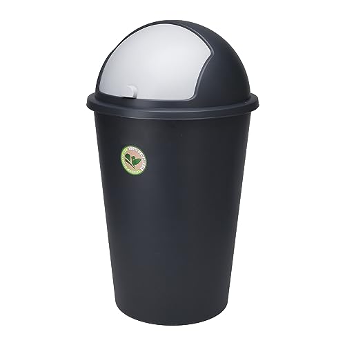 Abfalleimer Schwingdeckeleimer Mülleimer 25 L Kunststoff aus 90% recycelt Material Anthrazit Schiebedeckel Abnehmbar Müllbehälter Abwaschbar von Mojawo