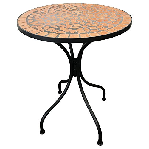 Dekorativer mediteraner Mosaik Tisch Mosaiktisch Gartentisch Gartenmöbel Bistrotisch 60 x 70cm Terrakotta von Mojawo