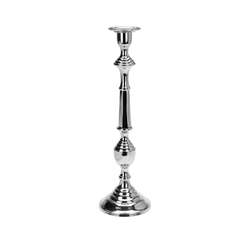 Dekorativer und Schwerer XL Kerzenhalter Tisch Kerzenständer silberfarben Metall Höhe 48cm Mod1 von Mojawo