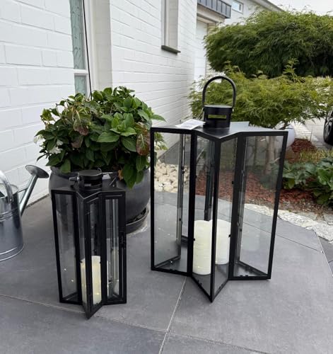 Gartenlaterne Windlicht Laterne Laternen Metalllaterne XXL Sternform Set 2-TLG. Dekoration Außen Metall Schwarz H58/41cm Gartenlaterne Windlicht Laterne Laternen Metalllaterne XXL Sternform Set 2-TLG. Dekoration Außen Metall Schwarz H58/41cm von Mojawo
