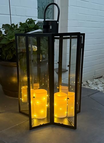Gartenlaterne Windlicht Laterne Laternen Metalllaterne XXL Sternform Top Dekoration Außen Metall Schwarz H58 von Mojawo