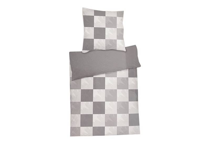 Mojawo Jugendbettwäsche 2'tlg Karo Mikrofaser Fleece Wende-Bettwäsche Anthrazit 135x200cm von Mojawo
