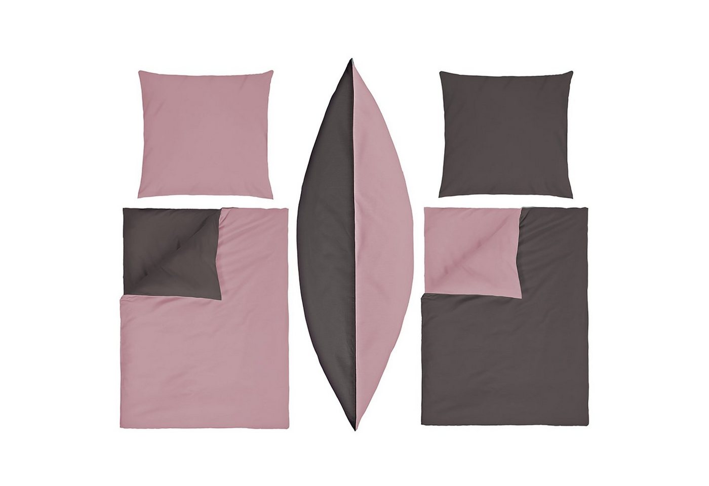 Mojawo Jugendbettwäsche 3er uni Renforcé Baumwoll Wende Bettwäsche Reißverschluss Anthra/Rosa 200x200cm Mojawo Jugendbettwäsche 3er uni Renforcé Baumwoll Wende Bettwäsche Reißverschluss Anthra/Rosa 200x200cm von Mojawo