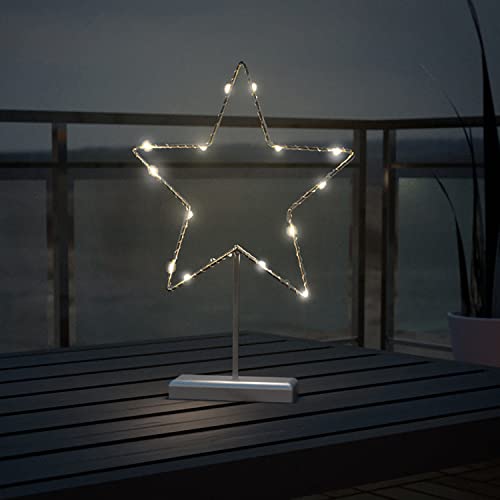 LED-Metallstern 15 LEDs Weihnachtsstern mit Ständer 25x5x38cm Weihnachtsdekoraton Stern von Mojawo