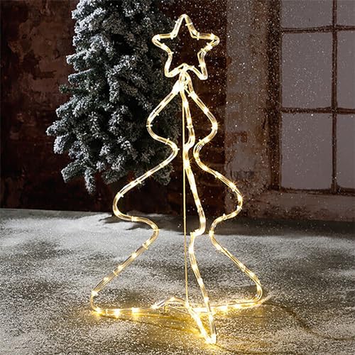 LED Weihnachtsbaum mit Stern warmweiß 80 LED's Strombetrieb Weihnachtsbeleuchtung Außenbeleuchtung 76x45cm von Mojawo