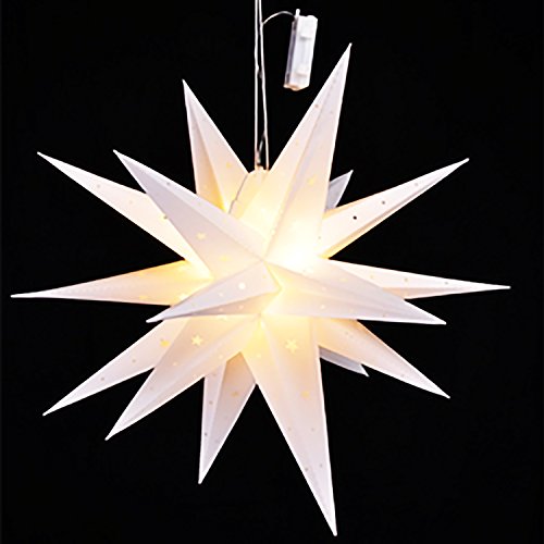 LED Weihnachtsstern Adventsstern Weiß Ø 58cm Christbaumstern Fensterstern Faltstern von Mojawo