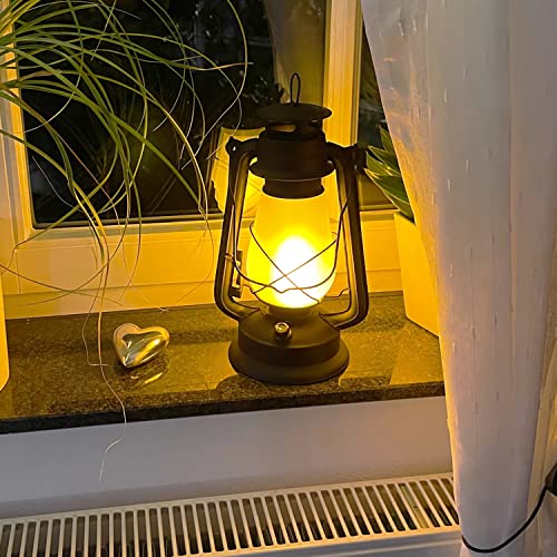 Metall LED Laterne Lampe Dekolampe Glühbirne Tischlampe Schwarz Außenbereich Ø18xH31cm Batterie betrieben von Mojawo