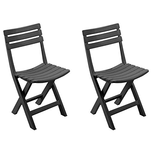 Mojawo 2 Stück Bequemer Klappstuhl, Campingsessel für Terrasse, Garten, Balkon und Camping - witterungsbeständiger Klappsessel - Anthrazit von Mojawo