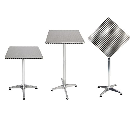 Mojawo 2 Stück Bistrostehtisch Terrassentisch Aluminium 60x60cm H70/110cm Balkontisch Gartentisch Bistrotisch klappbar höhenverstellbar von Mojawo