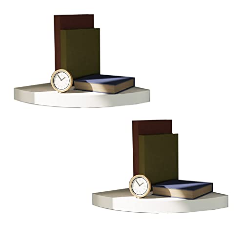 Mojawo 2 Stück Eckregal Wandregal Hängeregal CD-Board Bücherregal Schweberegal MDF Weiß 30x30cm von Mojawo