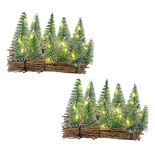 Mojawo 2er Set LED Weihnachtsdekoration Tannenbaum Weihnachtsbaum Deko Beleuchtung Batterie H12xB18xL8cm von Mojawo